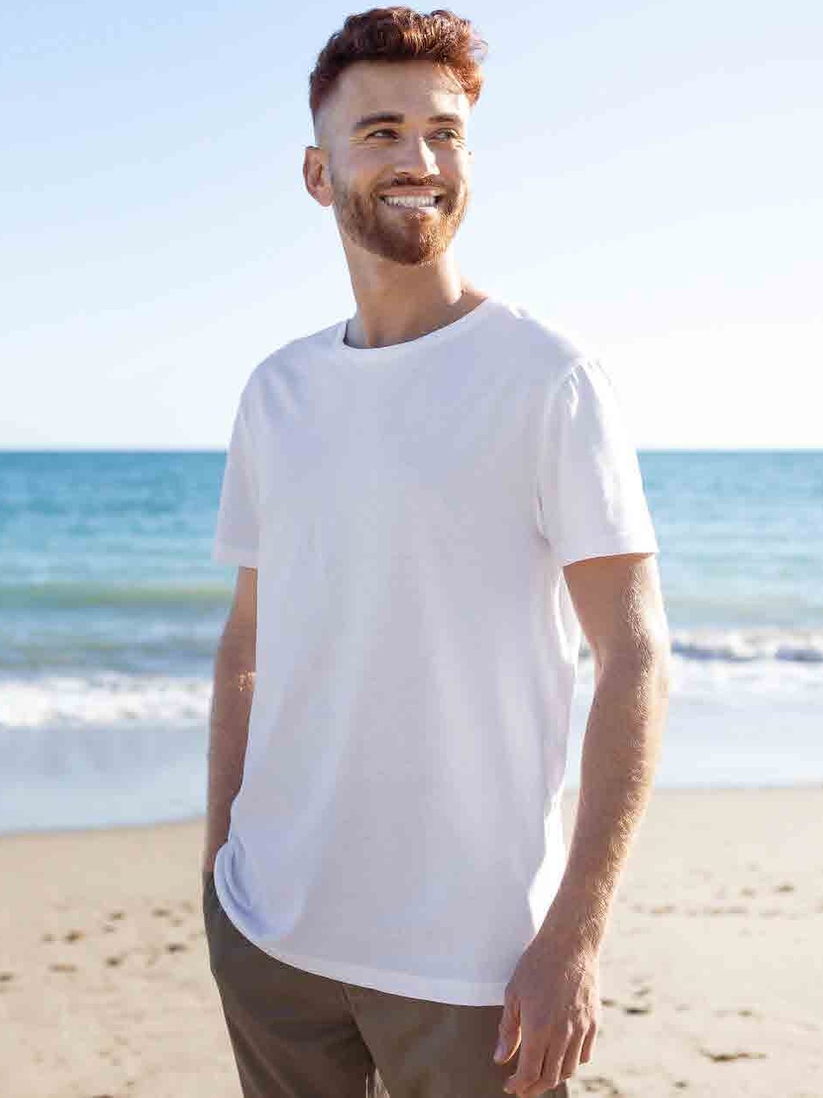 Brushed Cotton T-Shirt in White