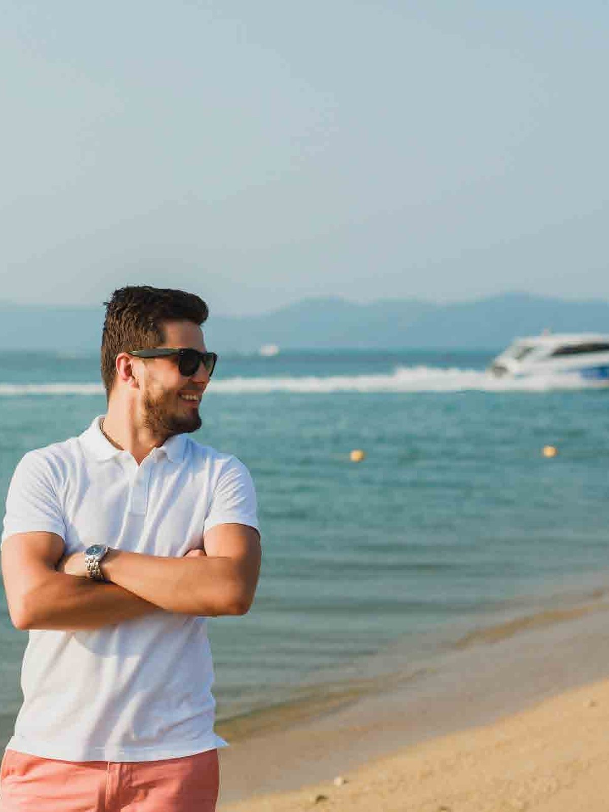 Garment-Dyed Piqué Polo in Off White