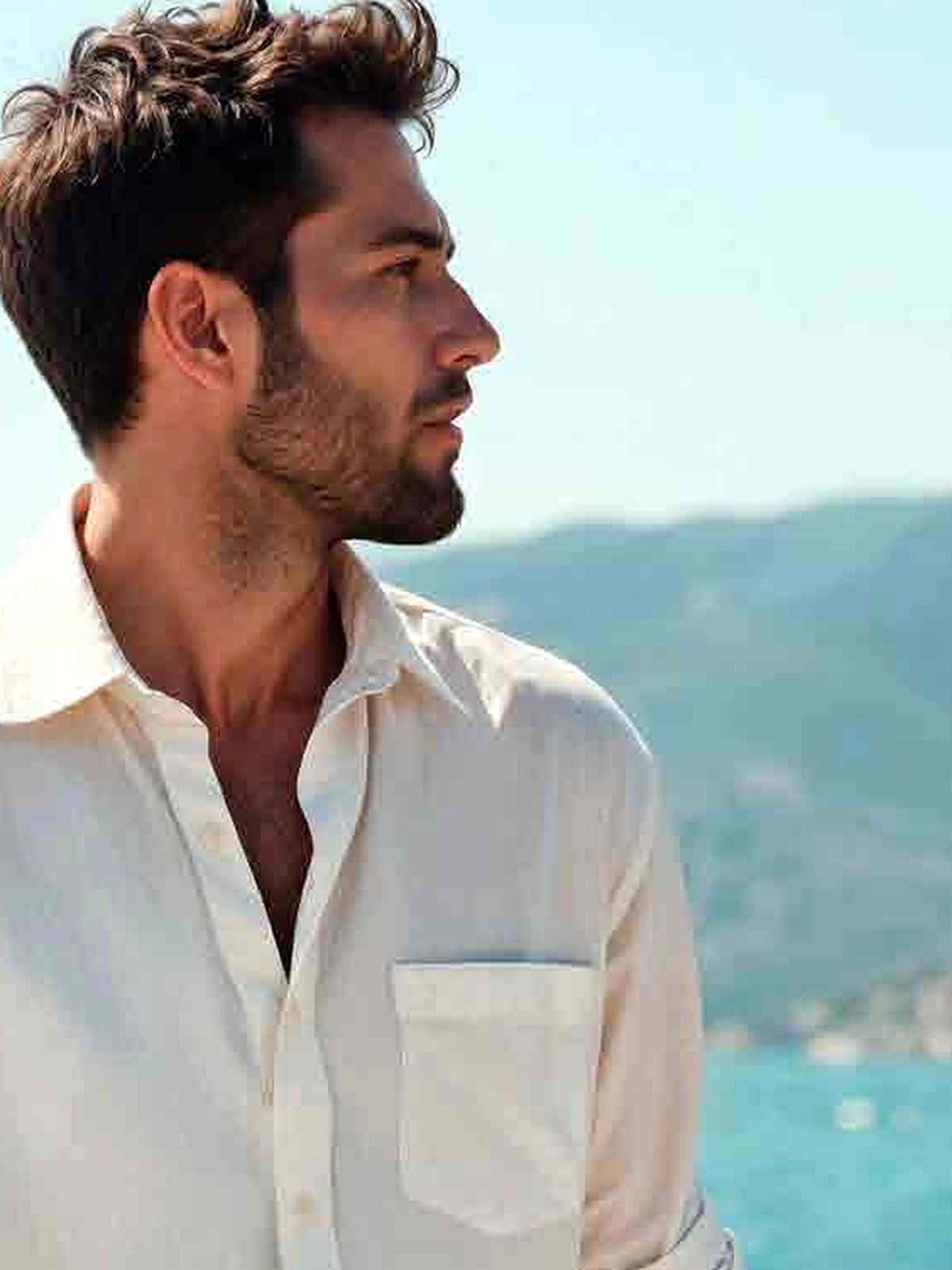 Linen Camp Collar Shirt in Chalk — view 2