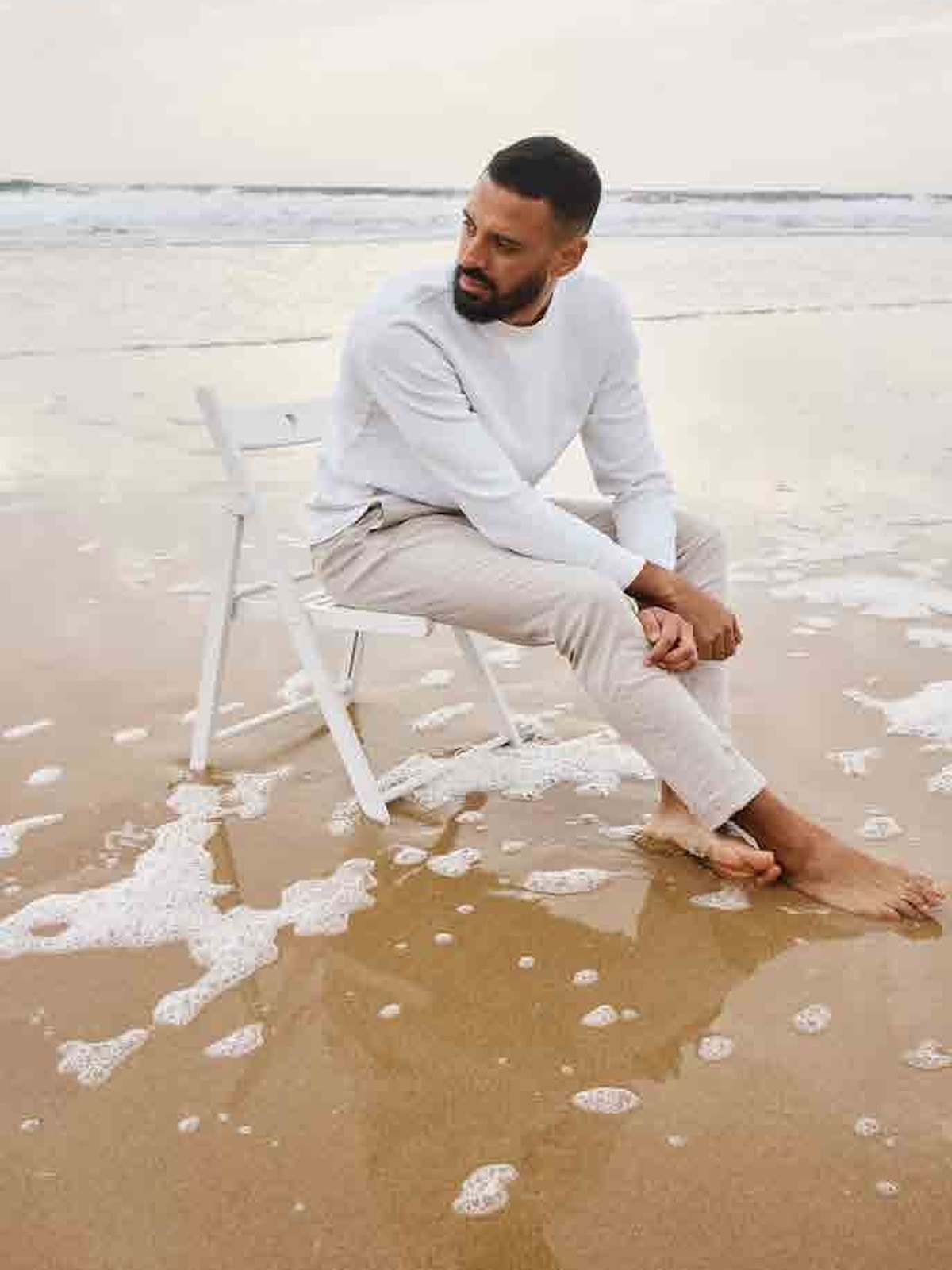Pleated Linen Trouser in Sand