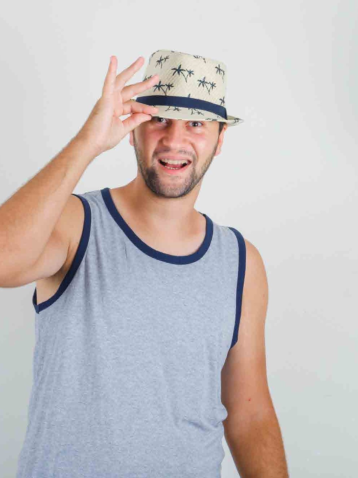 Ribbed Cotton Vest in Grey Melange